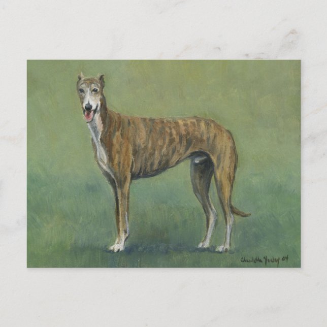 "Brindle Greyhound" Hund Art Postkarte (Vorderseite)