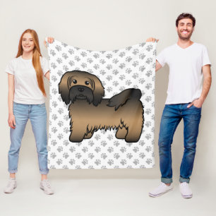 Brindle Havanese Niedlich Cartoon Dog Illustration Fleecedecke