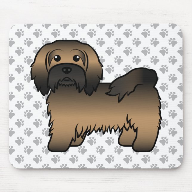 Brindle Havanese Niedlich Cartoon Dog Illustration Mousepad (Vorne)