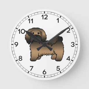 Brindle Havanese Niedlich Cartoon Dog Illustration Runde Wanduhr