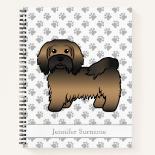 Brindle Havanese Süßer Cartoon-Hund & Name Notizbuch