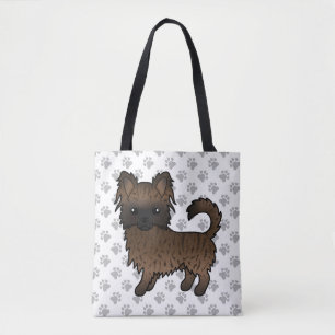 Brindle Langhaar Chihuahua Cartoon Hund & Pfoten