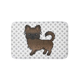 Brindle Langhaar Chihuahua Cartoon Hund & Pfoten Badematte