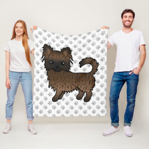 Brindle Langhaar Chihuahua Cartoon Hund & Pfoten Fleecedecke