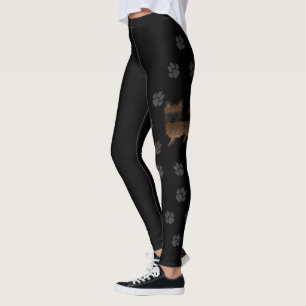 Brindle Langhaar Chihuahua Cartoon Hund & Pfoten Leggings
