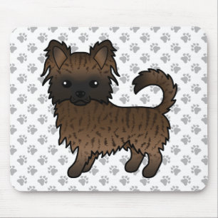 Brindle Langhaar Chihuahua Cartoon Hund & Pfoten Mousepad