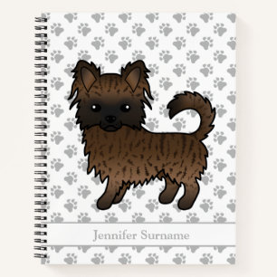 Brindle Langhaar Chihuahua Hund & Benutzerdefinier Notizbuch