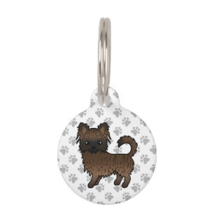 Brindle Langhaar Chihuahua Süßer Cartoon-Hund Haustiermarke
