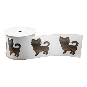 Brindle Langhaar Chihuahua Süßer Cartoon-Hund Satinband