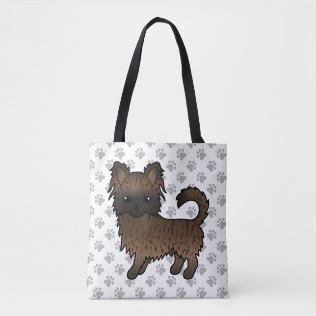 Brindle Long Coat Chihuahua Cartoon Dog & Paws (Vorderseite)