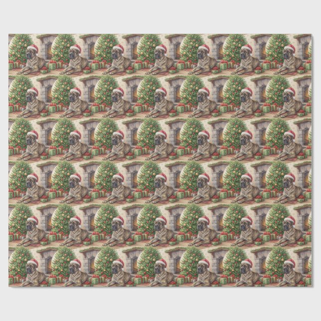Brindle Mastiff Christmas Wrapping Paper Geschenkpapier (Flach)