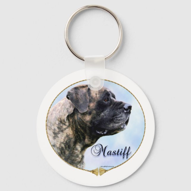 Brindle Mastiff Portrait Schlüsselanhänger (Vorderseite)