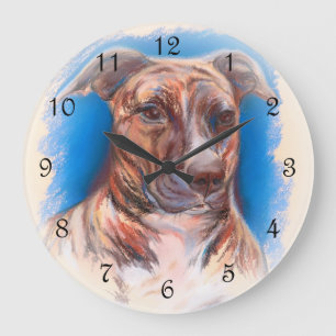 Brindle Pit Bull Dog Große Wanduhr