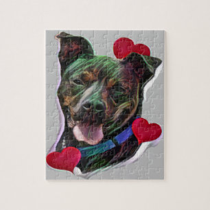 Brindle Pit Bull Staffordshire Herz Puzzle