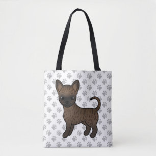 Brindle Smooth Coat Chihuahua Cartoon Dog & Paws