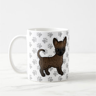 Brindle Smooth Coat Chihuahua Cartoon Dog & Paws Kaffeetasse