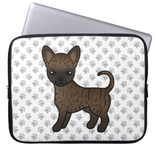 Brindle Smooth Coat Chihuahua Cartoon Dog & Paws Laptopschutzhülle