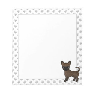Brindle Smooth Coat Chihuahua Cartoon Dog & Paws Notizblock