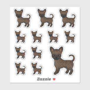 Brindle Smooth Coat Chihuahua Niedliche Cartoon Hu Aufkleber