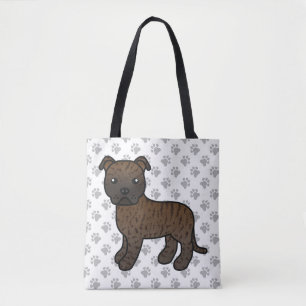 Brindle Staffordshire Bull Terrier Cartoon Dog