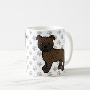 Brindle Staffordshire Bull Terrier Cartoon Dog Kaffeetasse