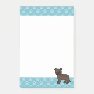 Brindle Staffordshire Bull Terrier Dog Zeichnend Post-it Klebezettel