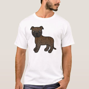 Brindle Staffordshire Bull Terrier Hund Zeichnung T-Shirt