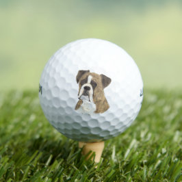 Brindle und weißer Boxerhund Golfball