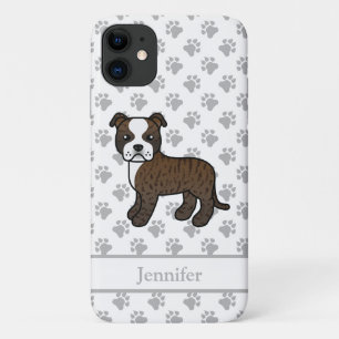 Brindle und weißer englischer Staffie-Hund & Name Case-Mate iPhone Hülle