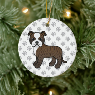 Brindle und White Staffordshire Bull Terrier Dog Keramik Ornament