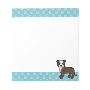 Brindle-weißer Staffordshire Bull Terrier Hund Notizblock