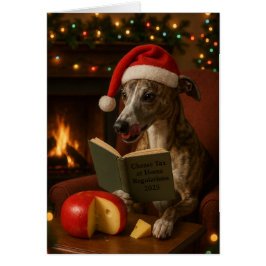 Brindle Whippet Cheese Tax Christmas greeting card