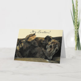 Brindle Windhund-u. Häschen-Ostern-Karte Feiertagskarte