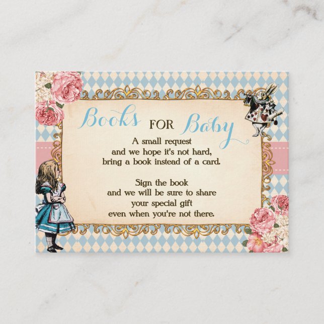 Bring a Book Alice in Wonderland Baby Shower Card Platzkarte (Vorderseite)