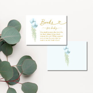 Bring-a-Book-Baby-Shower mit blauem Luftballon Begleitkarte