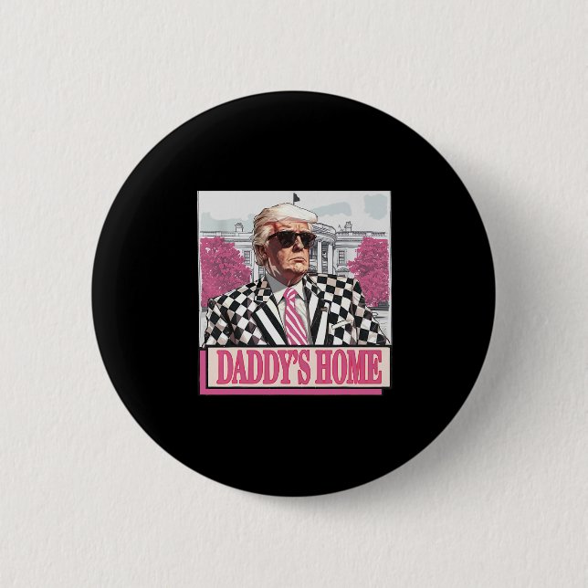 Bring Amerika zurück Daddy nach Hause Lustig Rosa  Button (Vorderseite)