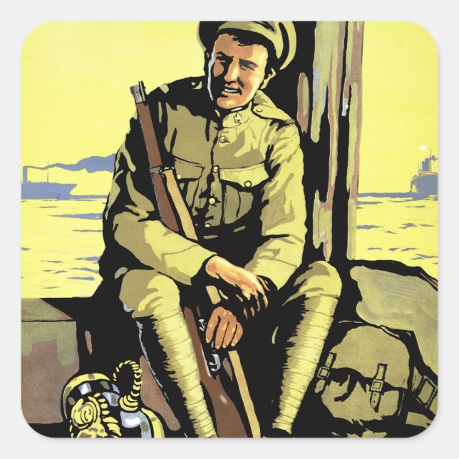 Bring ihm Zuhause mit dem Siegeskredit Quadratischer Aufkleber (Vorderseite)