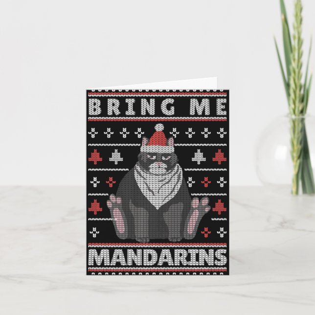 Bring Me Mandarins Cat Ugly Xmas Cat T Shirt  Karte (Vorderseite)