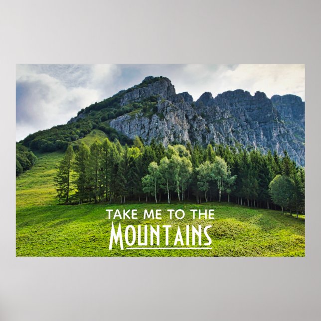 Bring mich in die Berge mit Kiefernwäldern Poster (Vorne)