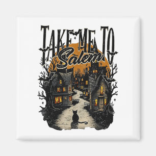 Bring mich nach Salem Schwarze Katze Halloween Ret Magnet