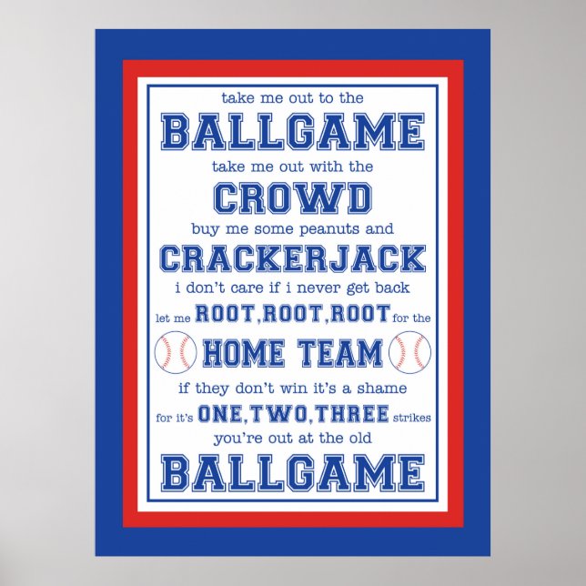 Bring mich raus zum Ballspiel, Baseball Poster (Vorne)