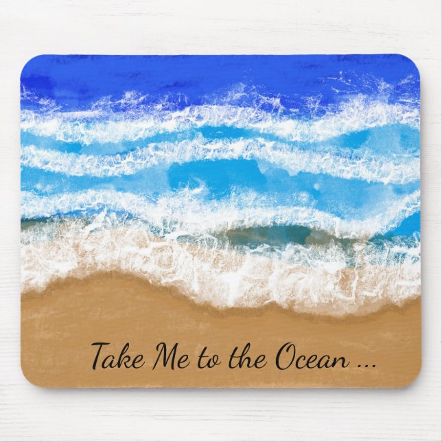 Bring mich zum Ozean, Blue Waves am Sandy Beach Mousepad (Vorne)