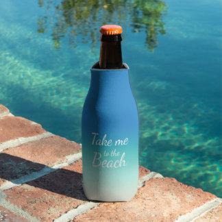 "Bring mich zum Strand" Moderne blaue Ombre Flaschenkühler