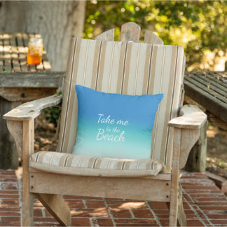 "Bring mich zum Strand" Moderne blaue Ombre Kissen