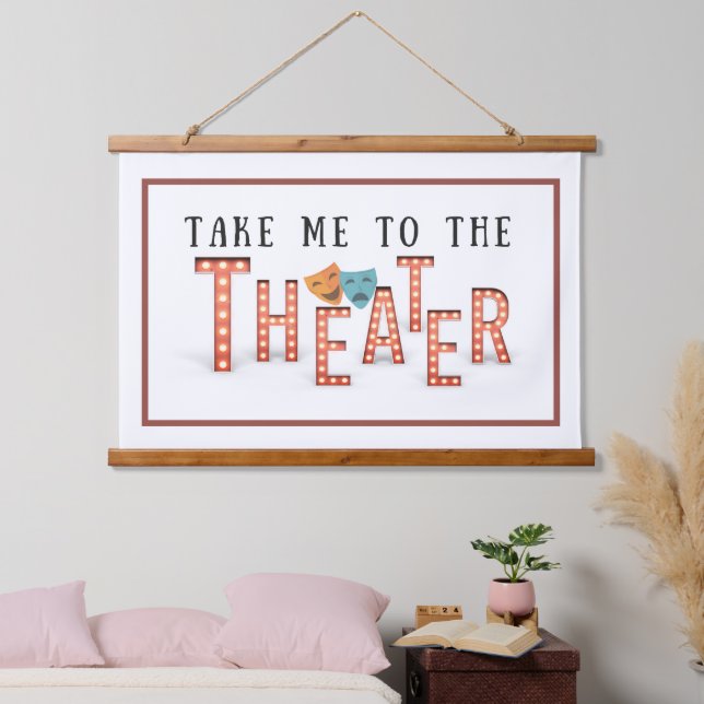 Bring mich zum Theater Marquee Lights Wandteppich Mit Holzrahmen (Schlafzimmer)