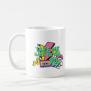Bring mich zurück in die 90er Retro-Neon-Kassette Kaffeetasse