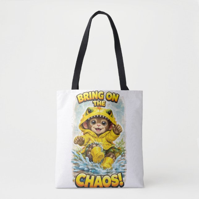 Bring on the Chaos Cute Dino Tote Bag (Vorderseite)