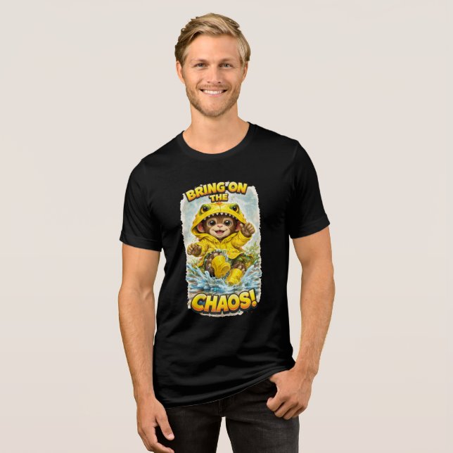Bring on the Chaos T-Shirt Cute Rain Dino Tri-Blend Shirt (Vorderseite voll)