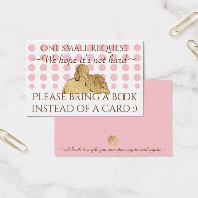 BringABook Insert Card Baby Pink Gold Elefant (Büro)