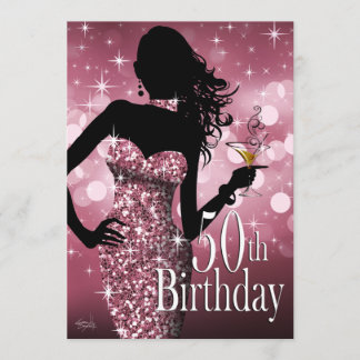 Bringen Sie den Bling Sparkle 50. Geburtstag | Mau Einladung